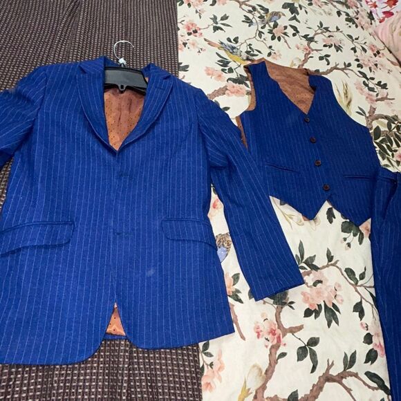 Romano luxury navy blue 3pc big boys suit size 10 - Picture 2 of 4